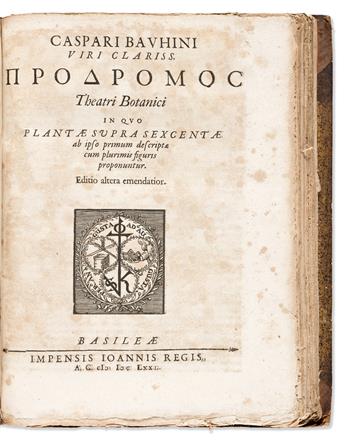 [Medicine & Science] Bauhin, Caspar (1560-1624) Pinax Theatri Botanici; [bound with] Prodromos Theatri Botanici.